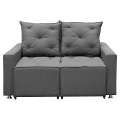 Sofá Retrátil E Reclinável 2 Lugares Bariloche 1.60cm C/ Molas - Linho Grafite