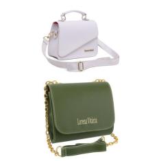 Bolsa feminina kit 2 bolsas alça transversal - ZBOLSAS, Mini, Bg branc