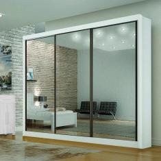 Guarda Roupa Casal Com Espelho 3 Portas 6 Gavetas Branco