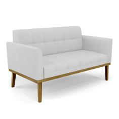 Sofá Namoradeira 2 Lugares Base De Madeira Castanho Elisa Linho D03 - D'rossi Cor A05 Cinza