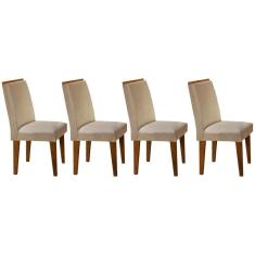 Cadeira Sala De Jantar Lunara Kit 4 Un Imbuia-linho Rústico - Rufato