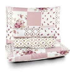 Jogo De Cama Bouti Queen 4 Peças Lençol Estampado Patchwork - Bia Enxo