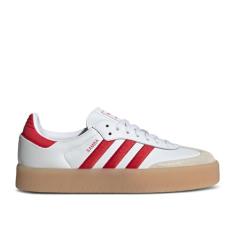 adidas Originals Tênis feminino Samba OG, Branco nuvem/melhor escarlate/branco nuvem, 35