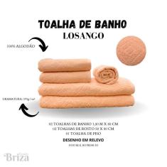 Jogo De Toalha De Banho E Rosto 5 Pçs Briza - Losango Salmão