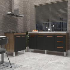 Balcão Cozinha Gabinete Para Pia 138 cm Carine e Balcão Para Cooktop 4