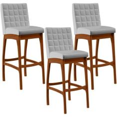 Kit 03 Banquetas Altas Para Cozinha Sala de Jantar Fixa Mila L02 Facto