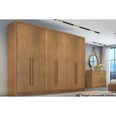 Guarda Roupa Casal Robust Livorno 6 Portas de Abrir 8 Gavetas MDF Cumaru Móveis Novo Horizonte