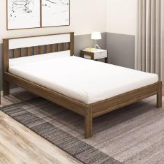 Cama De Casal Nogal/branco Cm8007 - Tecno Mobili