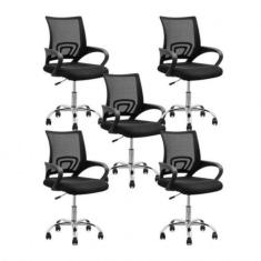 Kit 5 Cadeiras Para Escritório Tok OR Design Preta