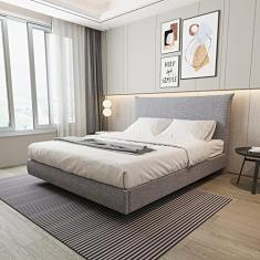 Cama King Boreal Flutuante Cabecasa Madeiramadeira Cinza