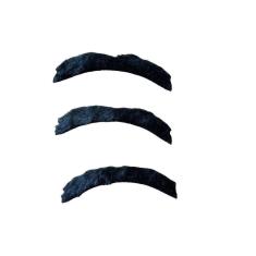 Kit 3 Un Bigode Falso Preto De Pelúcia Repicado Na Ponta