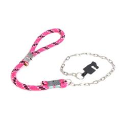 Coleira guia roliça rosa abraçadeira de corrente 3.5 x 70 cm