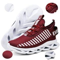 Tênis Easy Style Masculino Evoltenn Solado Trançado Moderno, 39, Bordô