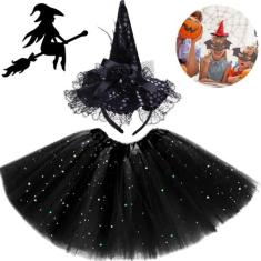Fantasia Bruxinha Infantil Halloween Crianças + Acessórios - Bela Impo