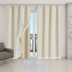 Cortina Blackout PVC com Tecido Voil 4,20 m x 2,50 m Bege - Bella Vita