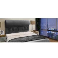 Cabeceira Casal 140cm Para Cama Box Vitória Suede Preto - DS Móveis