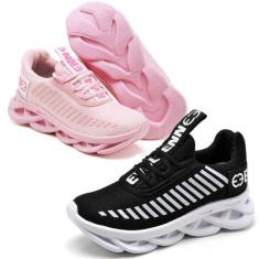 Kit 2 Tênis Infantil Menina Confortavel  Preto e Rosa - EVOLTENN, Pret