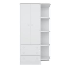 Guarda Roupa C/ Cantoneira Quarto Infantil Bebê 2 Portas 3 Gavetas 6 Prateleiras 1 Cabideiro 825