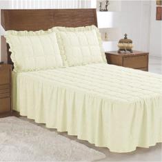 Colcha Lese Solteiro com Babado 03 Peças - Palha - 67% Poliéster - 33%