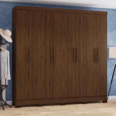 Guarda Roupa Casal 8 Portas 4 Gavetas B51 Briz, Castanho HP