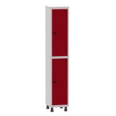 Armário Guarda Volume Locker Roupeiro 1 Vão 2 Portas Aço GRP501/2 Cinza e Vermelho - Pandin