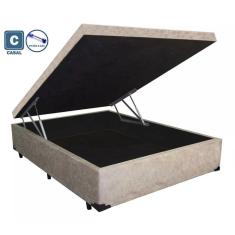 Cama Box Baú Casal Premier AColchões Suede Bege 41x138x188