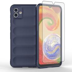 Asuwish Capa de celular para Samsung Galaxy A04 com protetor de tela de vidro temperado e TPU macio, fina, à prova de choque, capa protetora de silicone acessórios Ao4 A 04 4G mulheres homens móveis