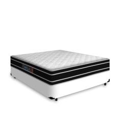 Cama Box Casal + Colchão De Espuma D33 - Castor - Black White Double F