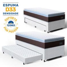 Cama Box com Colchao de Espuma D33 Pillow Top Comfort Luxo Auxiliar de