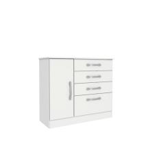 Cômoda Chicago 4 Gavetas 1 Portas Tcil Móveis Cor:neve