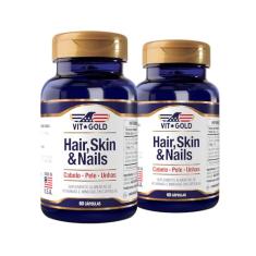 Hair Skin & Nails cabelo, pele e unhas Vitgold Kit 2x 60 cap