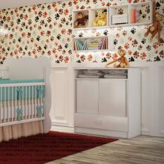 Cômoda de Bebê 2 Portas de Correr 1 Gaveta Móveis Percasa Branco