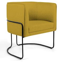 Poltrona Decorativa Fixa Base de Aço Preto Betina D02 Veludo Mostarda C-279 - Lyam Decor