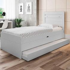 Cama Baú Solteiro Larissa Branco com Aux. com Colchões