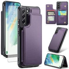 Asuwish Capa de telefone para Samsung Galaxy S21 FE 5G capa carteira com protetor de tela e bloqueio RFID couro PU suporte para cartão de crédito celular S 21 EF S21FE5G UW S21FE 21S G5 16.3 cm