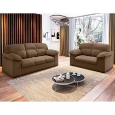 Conjunto Sofá 3 e 2 Lugares Suede Istambul Flash - Marrom