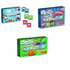Super Kit com 3 Jogos da Memória em Madeira 24 pç -Algazarra