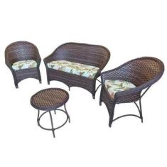 Conjunto de Sofá Fibra Sintética Bali Fino - 1 Sofá 2L + 2 Poltronas +