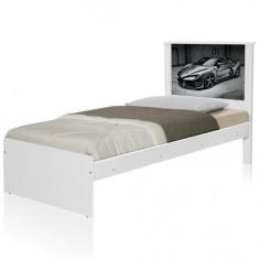 Cama Solteiro Carro Sport Chumbo com Colchão - CasaH