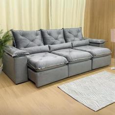 Sofá Retrátil e Reclinável Confortável com 2,20m de Largura e Abertura