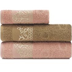 Jogo De Toalhas 3 Peças Banhão e Rosto 100% Algodão Marcotex Mineral -