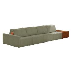Sofá Ilha 4 Lugares Living 472cm Modulado Lary Bouclê K01 Cor Verde - 