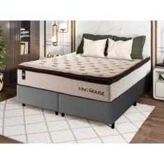 Conjunto Cama Box c/ Molas Ensacadas Quartzo Marrom Queen 158x198x71