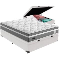 Cama Box Baú Branco e Colchão Berlim Molas Ensacadas Casal Probel