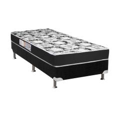 Cama Box Solteiro: Colchão Espuma Luckspuma D28 Celebrity + Base Crc Suede Black(88X188)