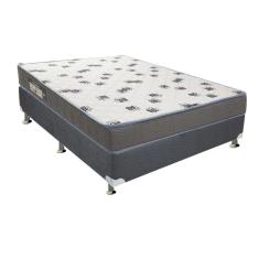 Cama Box Casal: Colchão Espuma Ortobom D33 Light + Base Crc Camurça Gray(138X188)