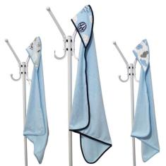 Kit 3 Toalha de Banho Bebê Dupla Face com Capuz Estampado Forrado Supe