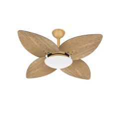 Ventilador Teto Dourado 4 Pás Madeira Winds Sala Ventax 110V