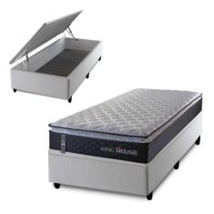 Conjunto Box Baú Solteiro Dakota Preto 96x203x64 Espuma D33 - King Hou