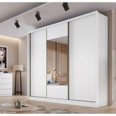 Guarda Roupa Casal 3 Portas 8 Gavetas  Arezzo - Móveis Novo Horizonte - Branco